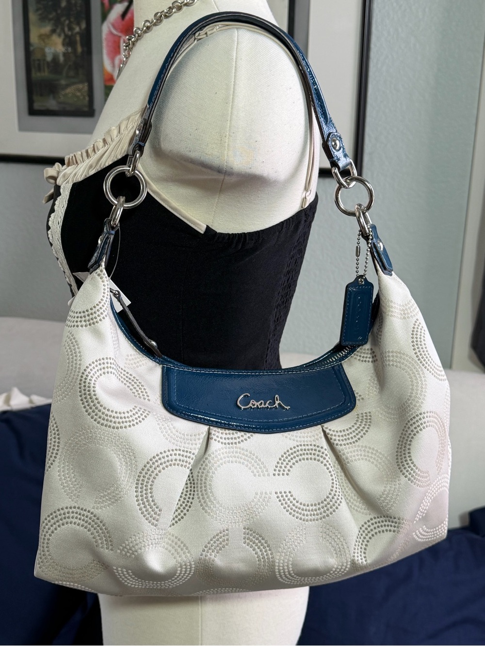 Coach Signature Ashley Dotted Op Art Convertible Hobo Bag